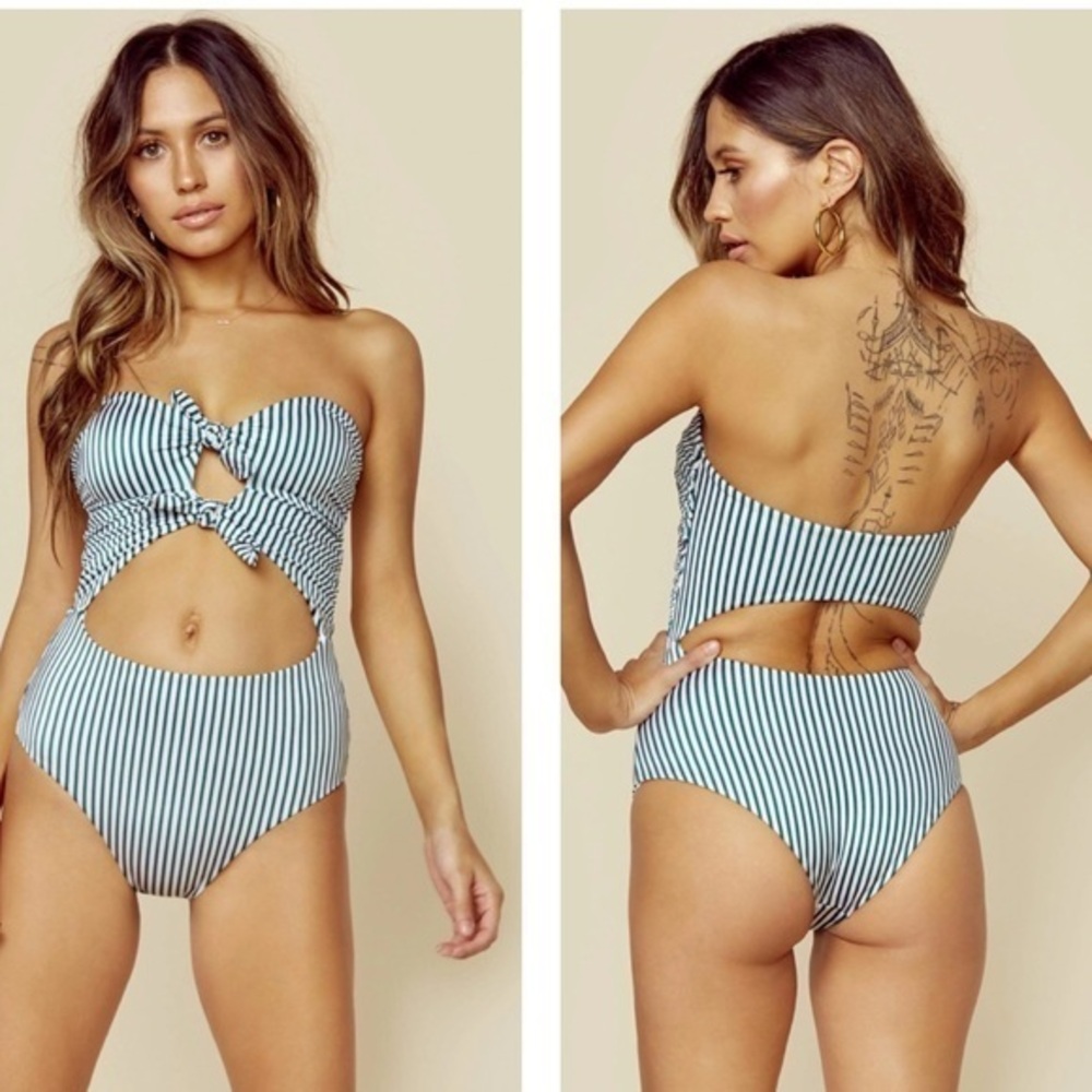 NWT Tori Praver Striped Roux Emerald 1PC Swimsuit